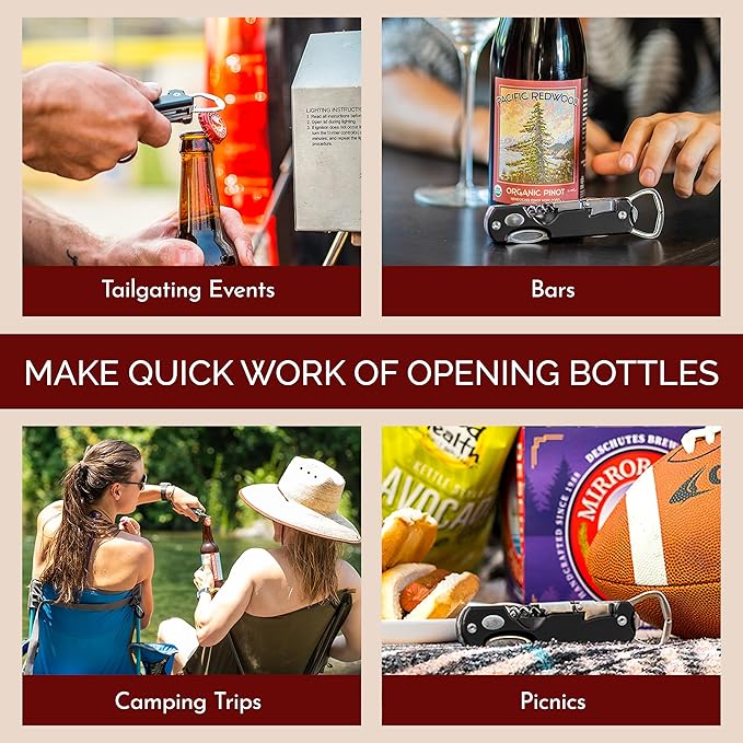 Bartender's All-in-One Bar Tool Set: Corkscrew, Zester, Citrus Knife and Bottle Opener Kit with Magnet for Picnics, Tailgating, BBQs, Camping, Travel, Beach Parties and Bartending, Blue