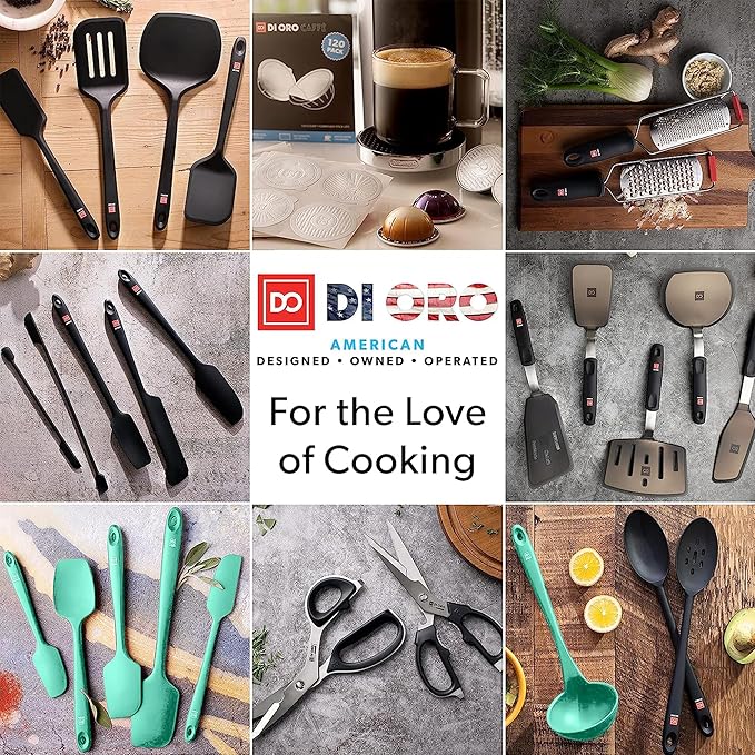 DI ORO Silicone Jar Spatulas for Scraping - Rubber Spatulas Silicone Heat Resistant - Kitchen Spatulas Nonstick Cookware Safe - Silicone Utensil Set for Blenders, Mixing, Baking, & Makeup (5pc, Mint)