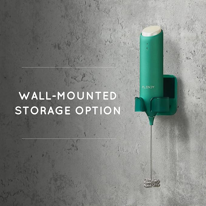 Flendy Rechargeable Milk Frother Handheld, Coffee Frother Handheld with USB-C Charging Stand, Electric Drink Mixer Handheld, Mini Electric Whisk Frother for Coffee, Matcha, etc