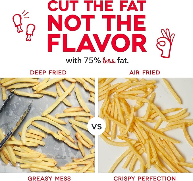 Dash Tasti-Crisp™ Air Fryer - AirCrisp® Technology - Compact Design with Adjustable Temperature Control - Nonstick Fry Basket & Auto Shut-Off Feature - 6 Quarts - Black