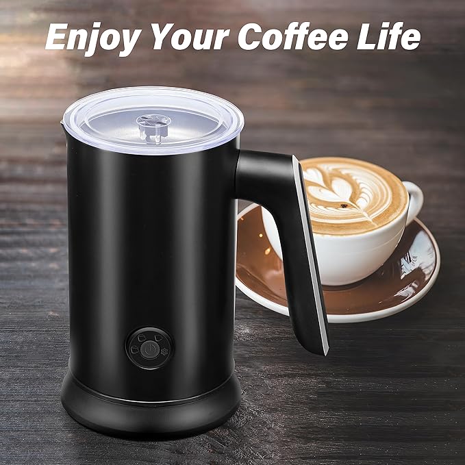 Simple Deluxe 4-in-1 Milk Frother, Electric Milk Steamer 240ml/8.12oz Automatic Hot and Cold Milk Foam Maker and Milk Warmer for Latte, Macchiato, Cappuccinos