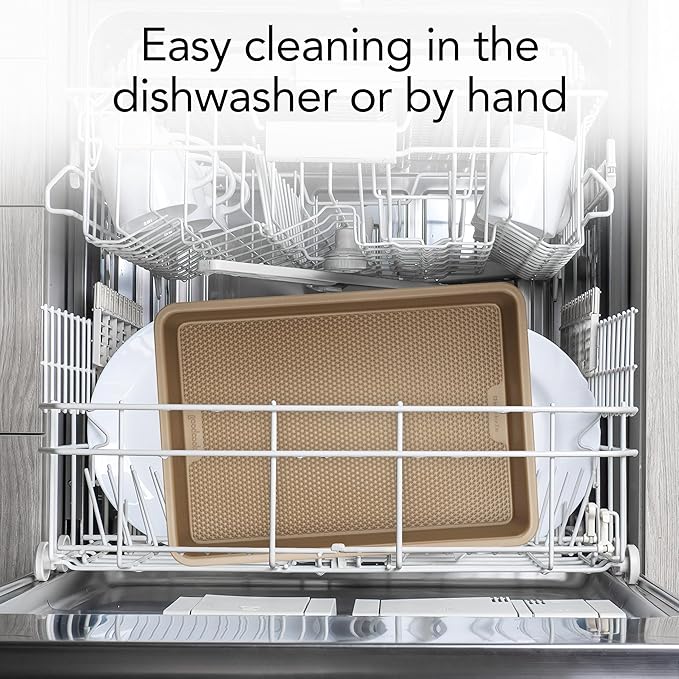 GoodCook BestBake Nonstick Bronze 9" x 13" Oblong Baking Pan, Textured Carbon Steel, Scratch-Resistant, Non-Toxic Cake Pan, 13x9 Bakeware, Durable Oven Pan for Even Heating and Easy Cleanup