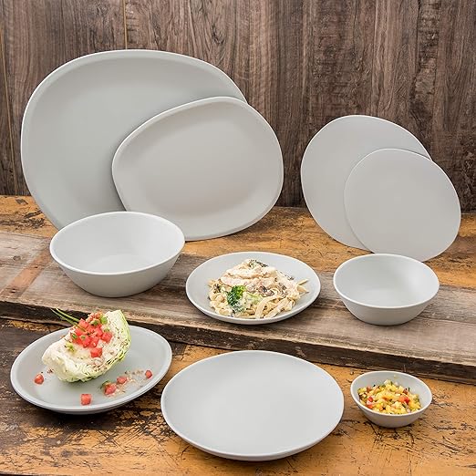 Carlisle FoodService Products Ridge Reusable Plate Rimless Plate for Home and Restaurant, Melamine, 11 Inches, Cement