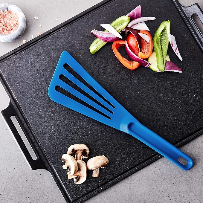 Mercer Culinary Hell's Tools Hi-Heat Slotted Spatula, 12 Inch x 3.5 Inch, Blue