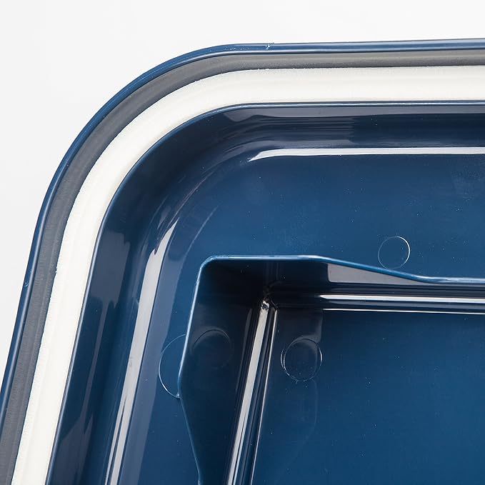 IRIS USA Airtight Dog Food Storage Container, Up to 38 lbs, Attachable Wheels, For Dog Cat Bird and Other Pet Food Storage Bin, Keep Fresh, Translucent Body, Easy Mobility, Navy
