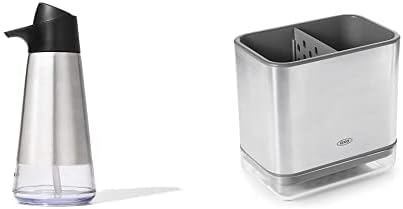 OXO Good Grips Stainless Steel Easy Press Soap Dispenser and Sinkware Caddy