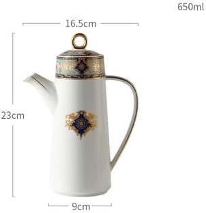 Water Pitcher Ceramic Teapot With Lid Water Pitcher Kitchen Butter Bottle Flower & Bird Finished Wedding Gifts Party Presents 650ML Glass Pot(Pink)