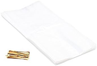 Bread Bags with Ties, Heavy Duty, Reusable, 100 Clear Bags and 100 Ties