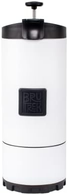 BruTrek® by Planetary Design OVRLNDR Travel Coffee French Press, 24 fl.oz, Double Wall Insulated, Easy To Clean Removable Bottom, No Spill Lid, On The Go Coffee Brewing (Snowflake White)