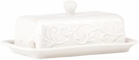 Lenox Opal Innocence Carved Butter Dish, White -