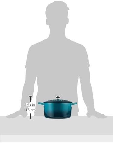 Crock-Pot Artisan 5-Quart Round Enameled Cast Iron Dutch Oven – Teal Ombre, Durable Heavy-Duty Cookware for Slow Cooking, Roasting, Baking with Lid