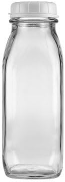 The Dairy Shoppe Glass Milk Bottle, Heavy Glass with Extra Lid, Creamery Style (1, Pint)
