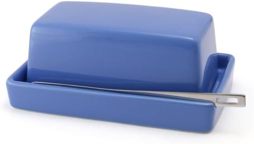 ZERO JAPAN Compact Butter Dish for Countertop, Fits West Coast Butter Sticks (Stubby Size), Ceramic Butter Keeper with Lid, Space-Saving Design, Made in Japan, Blueberry