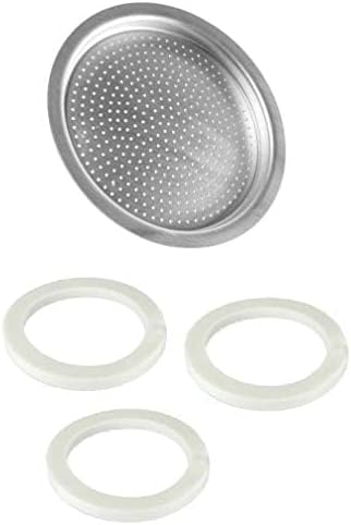 Univen 2.5" (64mm) Espresso Filter and Gasket Seals Compatible with Bialetti 6 Cup Aluminum Espresso Makers