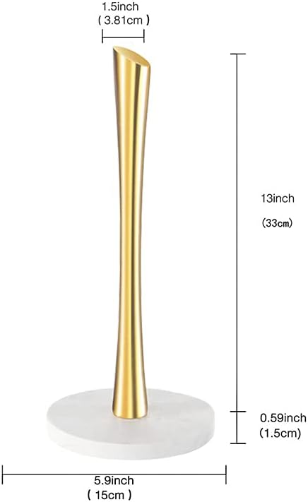Gold Paper Towel Holder Countertop, Marble Paper Towel Holder Used for Kitchen&Bathroom, Paper Towel Holder Made of Stainless Steel for Easy One-Handed Operation Gold