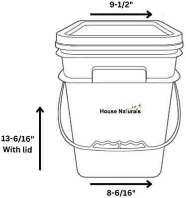 House Naturals 4 Gallon Square Food Grade Bucket Pail with Plastic Handles and Lid (Pack of 3) Made in USA containers (Pink - Black lids)