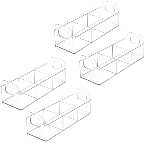 mDesign Plastic Condiment Organizer and Tea Bag Holder - 9" Long Kitchen Pantry/Countertop Storage Caddy - Divided Chip, Snack, Granola, Oatmeal Packet Holder - Lumiere Collection - 4 Pack - Clear