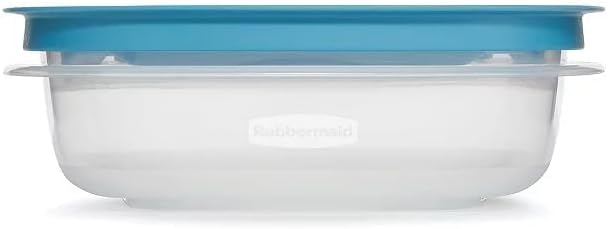 Rubber maid Storage Containers, Easy Find Lids, Teal, 3 cup, Flex & Seal, Leak Proof Lids, Food Storage Set, Clear Meal Prep Flex Containers, 3 Piece Set, Utenselux