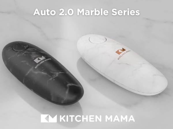 Kitchen Mama Auto 2.0 Electric Can Opener: Blade Opens Almost Any Can Pop or Soda Can - Automatic, Hands Free, Safe, Smooth Edge, Lid Remover, Battery Operated, Cordless, YES YOU CAN (Marble Black)