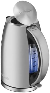 Cuisinart 1.7-Liter Electric Kettle, Cordless Electric Tea Kettle, 1500-Watts for Fast Heat-Up of Water, Stay Cool Nonslip Handle, Auto Shutoff, Removable Filter, JK-17P1, Stainless Steel