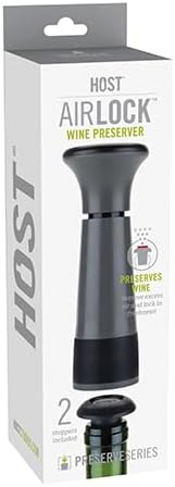 Host AirLOCK Wine Saver Pump and Wine Preserver with Wine Stoppers Vacuum Sealer Wine Pump and Wine Vacuum Bottle Stopper, set of 3, Black