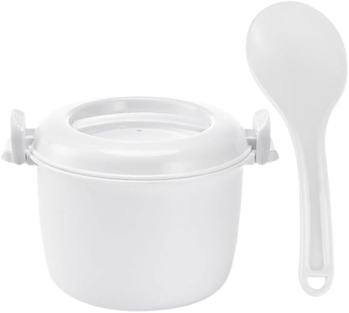 PRETYZOOM Microwave Rice Cooker with Spoon - Large Capacity Microwavable Rice Cooker Steamer Portable Lunch Box for Home Office Dormitory