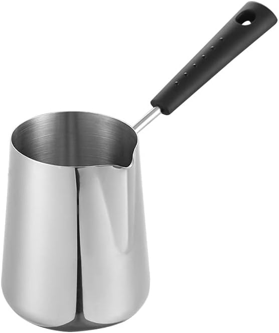 Milk Butter Warmer Pot, 30oz/900ml Turkish Coffee Pot, Stovetop Chocolate Melting Pan, Cezve Ibrik Briki Greek Arabic Coffee Maker for Maple Syrup, Sauce Heating, 18/8 Stainless Steel