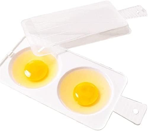 White 2 Slots Microwave Oven Egg Steamer Poacher Cooker, Egg Cooker Poacher with 2 Cavity Egg Boiler Boil Steamer Kitchen Tool,Rectangular,Poach Eggs, Boil Cook Steam Eggs Poachers Specialty Cookware