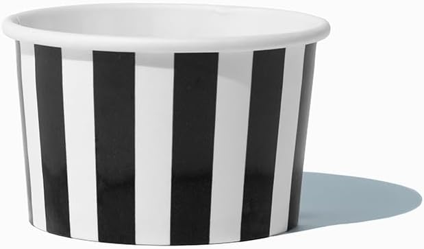 UNIQ 1000-Count 4 oz Striped Paper Ice Cream Cups Black Color | Perfect for Halloween, Disposable Dessert Bowls | Frozen Dessert Supplies