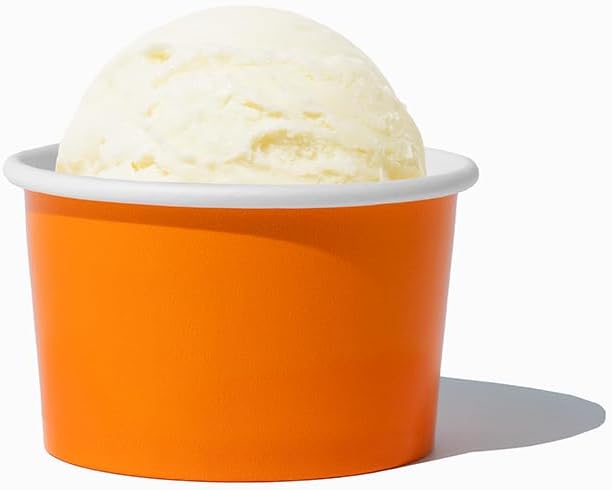 UNIQ 1000-Count 4 oz Paper Ice Cream Cups Orange Color | Perfect for Halloween, Holidays & Parties | Small Disposable Food & Dessert Bowls | Frozen Dessert Supplies