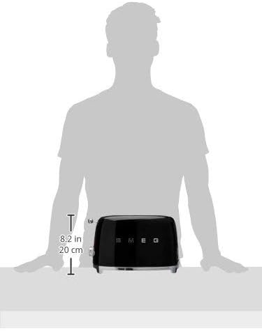 SMEG 2 Slice Toaster with 6 Presets and Defrost Function and Removable Crumb Tray (Black)