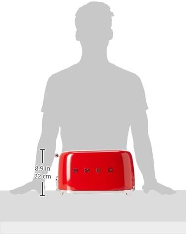Smeg 50's Style Retro Aesthetic 4 Slice Toaster 6 Presets with 2 Extra Wide Slots, Red
