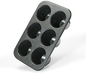Monfish 2PCS Deep Jumbo Muffin Pan 6 Cup Carbon Steel Black Stone non Stick Coating Muffin Tin 3.5diax3 cup