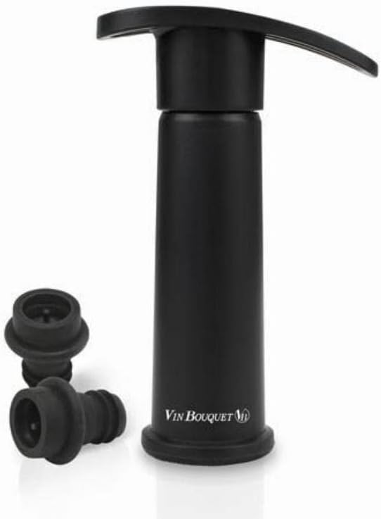 VIN BOUQUET FIC 077 Black vacuum pump made in plastic, included 2 spare stoppers