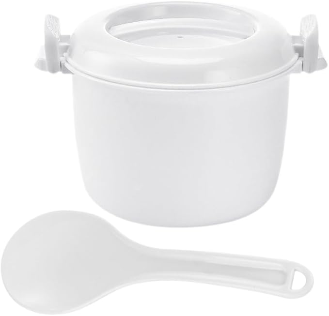 PRETYZOOM Microwave Rice Cooker with Spoon - Large Capacity Microwavable Rice Cooker Steamer Portable Lunch Box for Home Office Dormitory