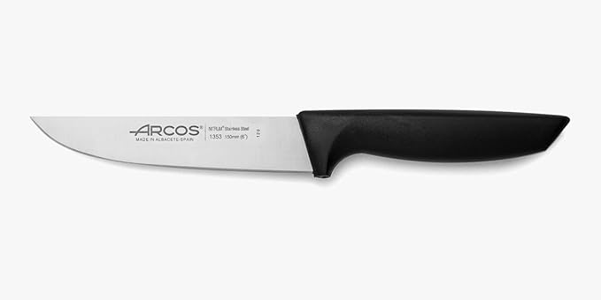 Arcos Kitchen Knife 6 Inch - Nitrum Stainless Steel Blade & Black Polypropylene Handle, Lightweight & Durable. Niza Series