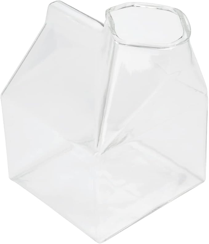 Restaurantware 12 Ounce Glass Milk Carton 1 Reusable Milk Carton Creamer - Durable Serve Cream Milk or Juice Clear Glass Mini Milk Carton Dishwasher-Safe For Homes or Restaurants