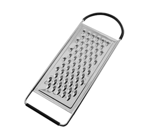 TableCraft SG206BH, 12.25" x 4.25" Stainless Steel Flat Grater, Extra Coarse Holes for Shredding Cheese and Vegetables, Compact and Easy to Store, Dishwasher Safe