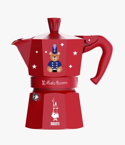 Bialetti Moka Express Iconic Italian Stovetop Espresso Maker (Red/Blue, 3 Cups)