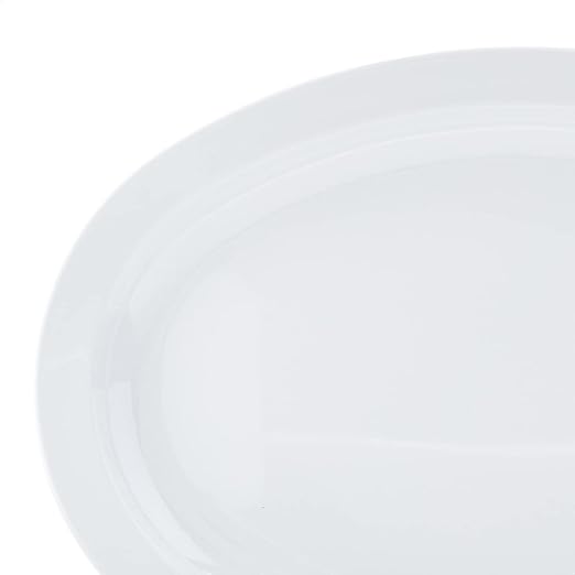 Amazon Basics Melamine (Plastic )Oval Platter Narrow Rim, 6 Piece Set, 13 in x 9.75 in, White