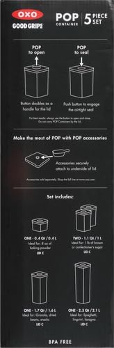 OXO Good Grips Storage Container Airtight | Stackable | For Pantry Organization | Dishwasher Safe | 5 Piece Set, Pack of 2
