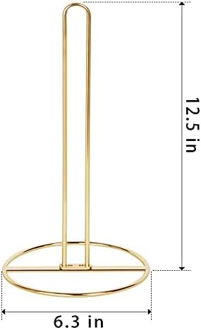 Gold Paper Towel Holder Countertop, OBODING, Kitchen Paper Towel Stand Holder for Kitchen Organization and Storage, Paper Towel Holders for Standard and Large Size Rolls (Gold)