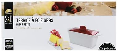Saveur et Degustation KC2301 Foie Gras Terrine with Press, Ceramic, Red/White, 25.5 x 11 x 27 cm