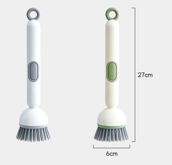 Adjustable Cleaning Brush with Liquid Dispenser, 2025 New Kitchen Dish Scrubber Brushes with Handle, Upgrade 6-Level Adjustable Dish Scrubber for Kitchen Cleaning Everyday Use (Green)