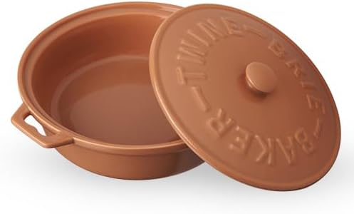 Twine Ceramic Brie Baker with Wood Spreader, Brie Baking Tools with Lid Bakeware Sets, Terra Cotta Ceramic, Kitchen Set of 1