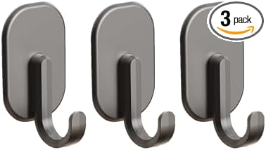 3-Pack Magnetic Hooks - No Drill Space Saving Hooks for Kitchen, Bathroom & Office, Heavy Duty Black Refrigerator Hooks for Towels & Keys