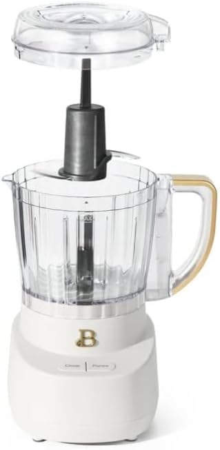 b..eautifull Drew Barrymore 3-Cup Electric Food Chopper, Mini Processor with Glass Bowl, 250W, BPA-Free, Dishwasher Safe, White Icing