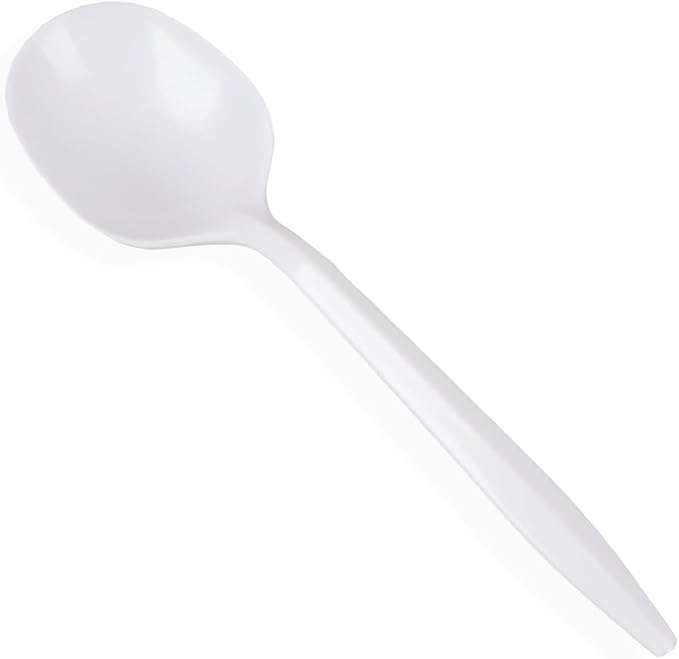 Pantry Value [400 Count] Lightweight White Plastic Spoons - Disposable Cutlery for Parties, Events, and Dinner (Formerly Comfy Package)