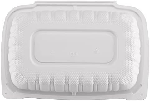 TIYA Clamshell Food Containers - White Bulk 200 Pack, 9x6 in - BPA-Free Plastic To-Go Containers - Reusable, Microwavable, Hinged, Tall Takeout Clamshells - Great for Meal Prep
