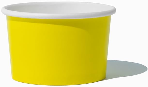 UNIQ 1000-Count 4 oz Paper Ice Cream Cups Yellow Color | Disposable Dessert Bowls in Many Colors | Frozen Dessert Supplies
